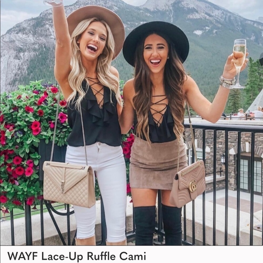 Wayf Lace-Up Ruffle Cami - Picture 4 of 9